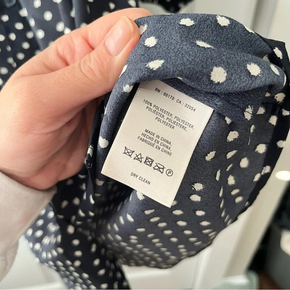 Maeve Blue Polka Dot Belted Button Up Shirt Dress Womens Size Large - Picture 3 of 4